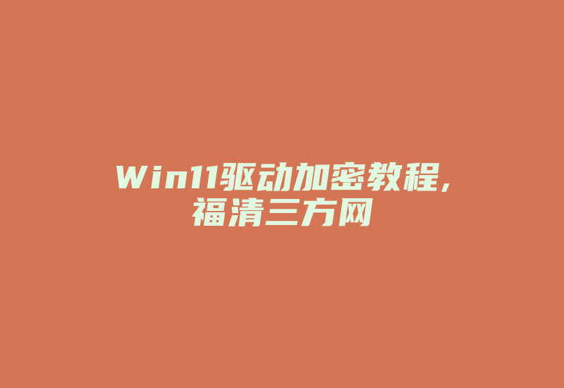 Win11驱动加密教程,福清三方网-加密狗解密网