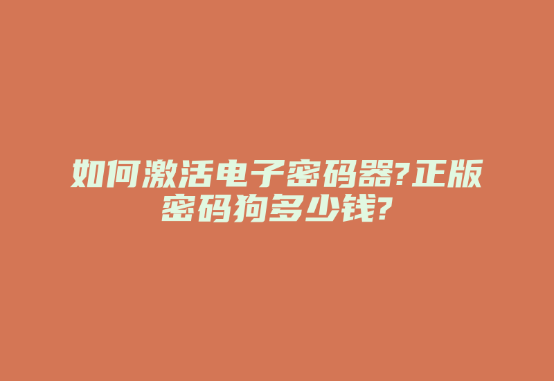 如何激活电子密码器?正版密码狗多少钱?-加密狗解密网