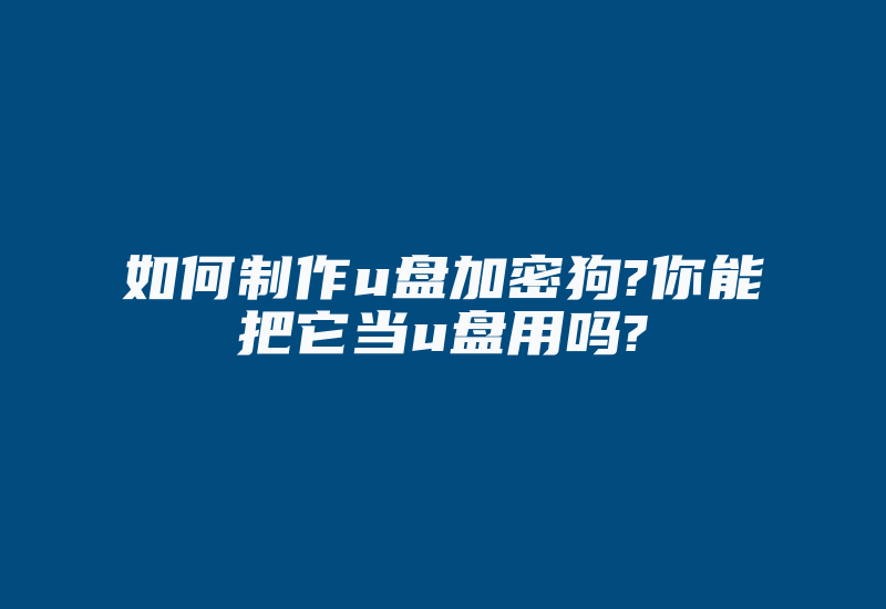 如何制作u盘加密狗?你能把它当u盘用吗?-加密狗解密网