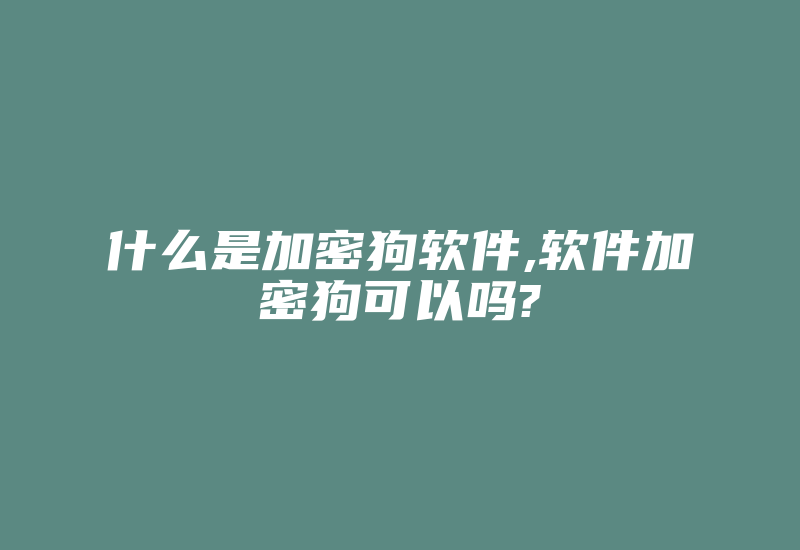 什么是加密狗软件,软件加密狗可以吗?-加密狗解密网