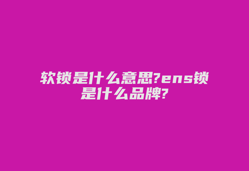 软锁是什么意思?ens锁是什么品牌?-加密狗解密网