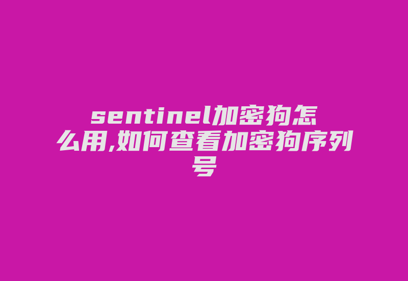 sentinel加密狗怎么用,如何查看加密狗序列号-加密狗解密网