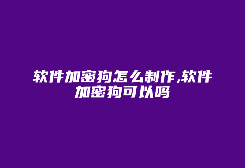 软件加密狗怎么制作,软件加密狗可以吗-加密狗解密网