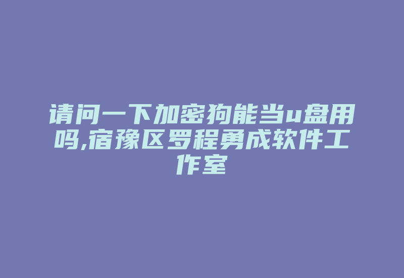 请问一下加密狗能当u盘用吗,宿豫区罗程勇成软件工作室-加密狗解密网