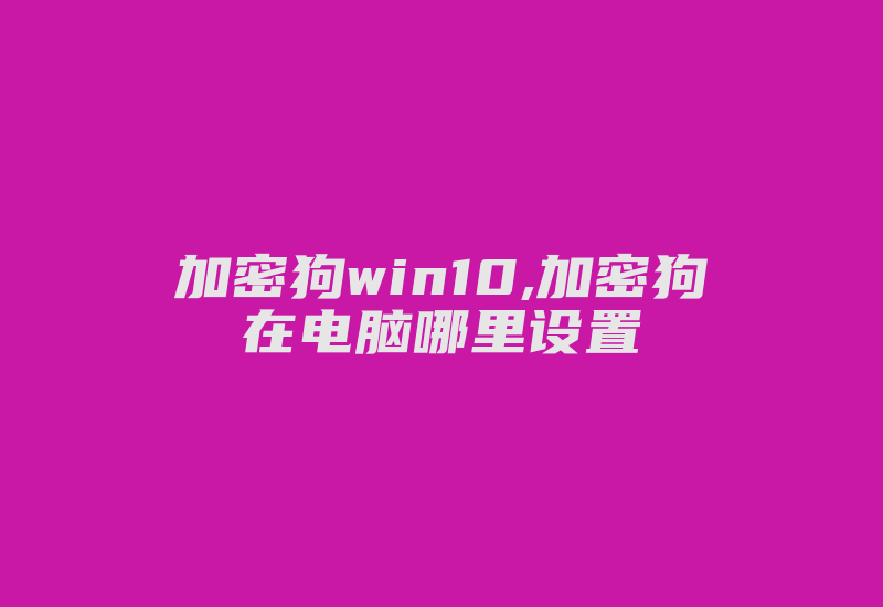 加密狗win10,加密狗在电脑哪里设置-加密狗解密网