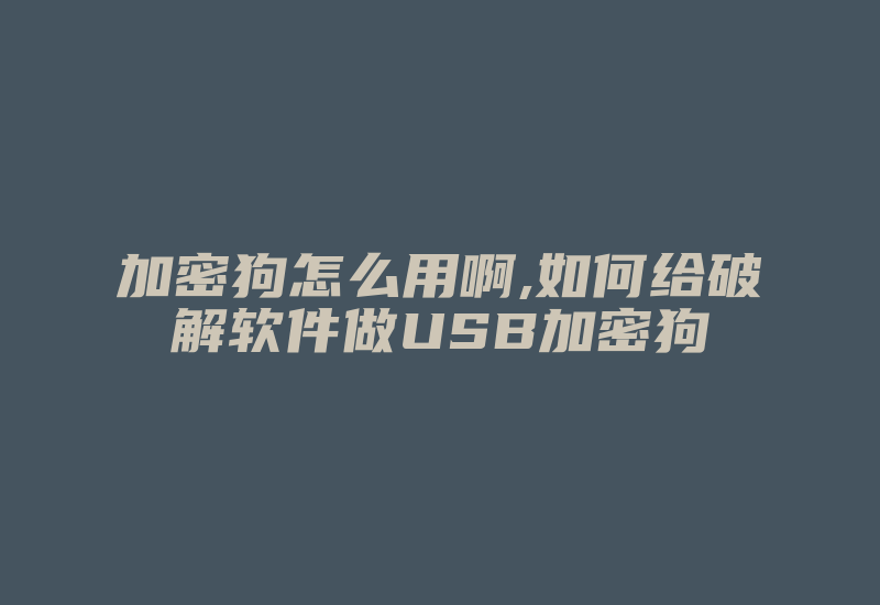 加密狗怎么用啊,如何给破解软件做USB加密狗-加密狗解密网