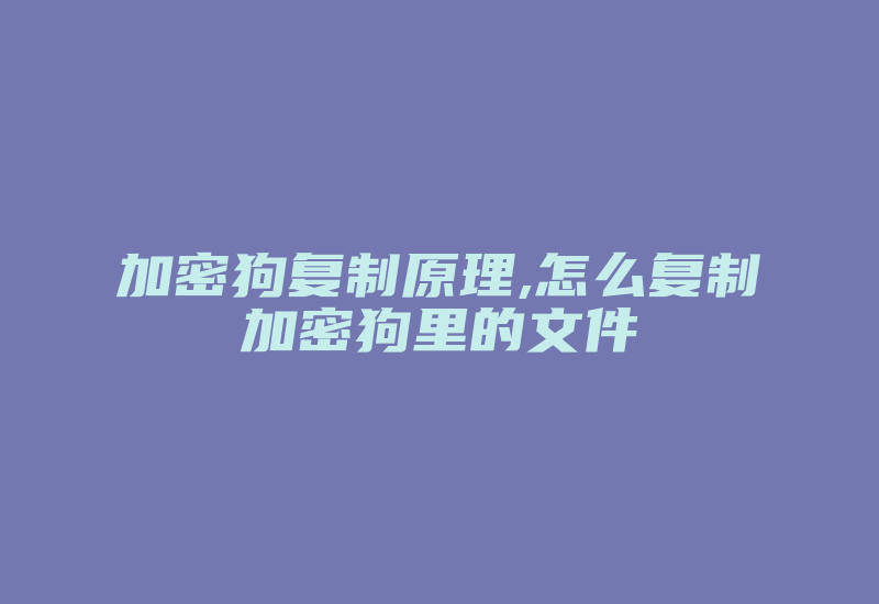 加密狗复制原理,怎么复制加密狗里的文件-加密狗解密网